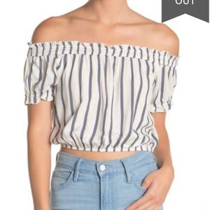 Ten sixty sherman smocked off shoulder crop top